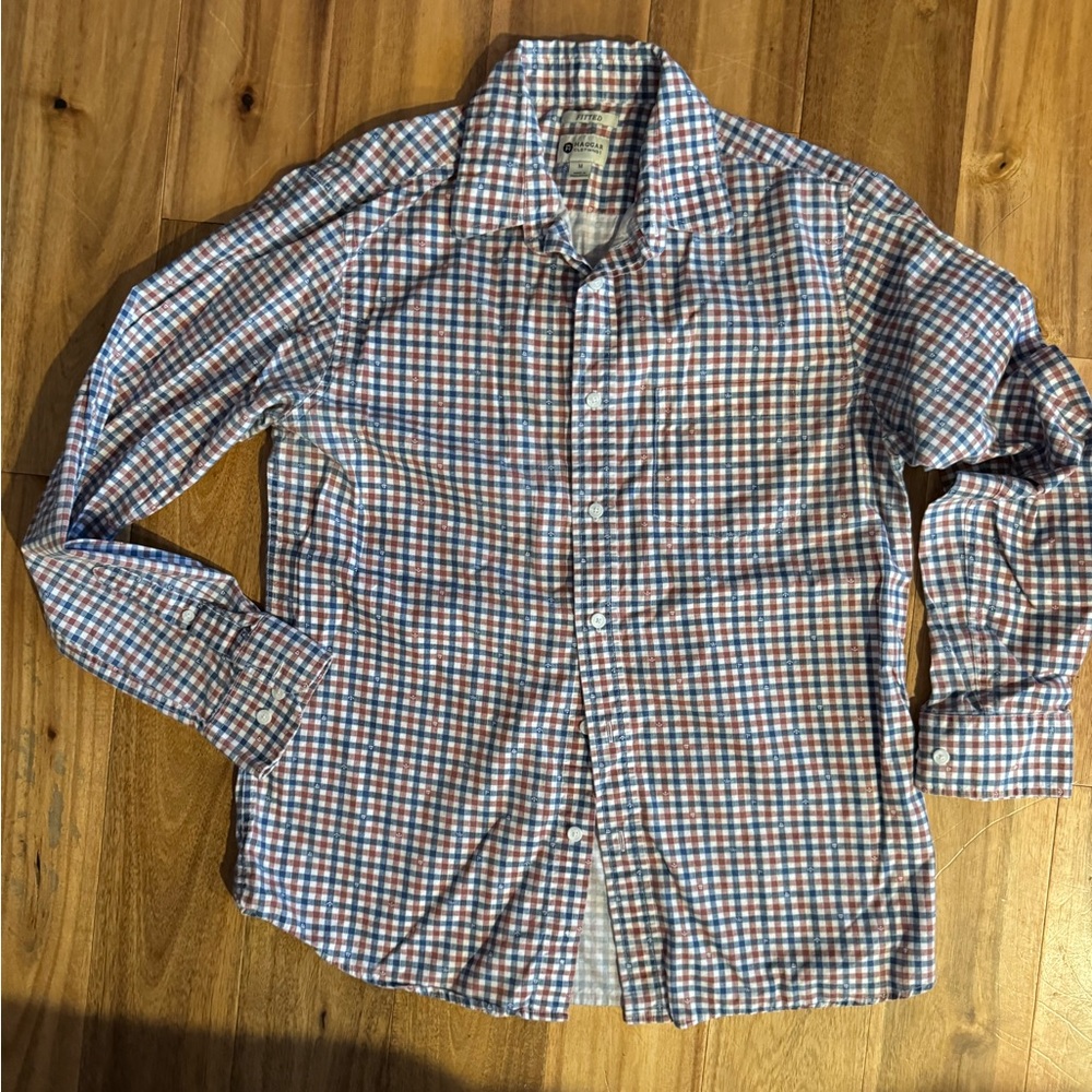 Haggar clothing men’s fitted size‎ medium nautical button down shirt